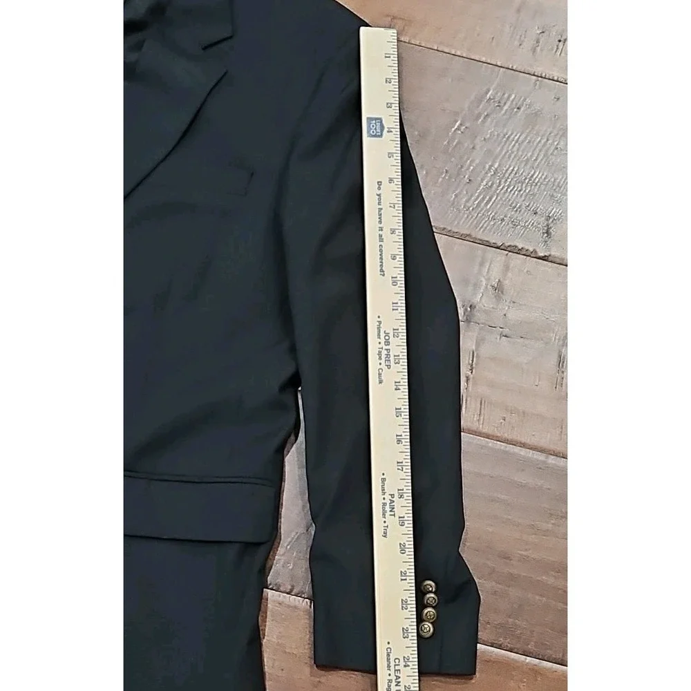Jos A Bank 44R Metal Button Blazer Eagle Crown Black Sport Coat Wool Suit Jacket